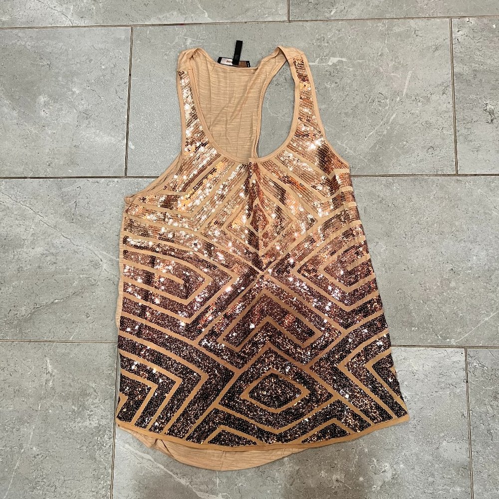 BCBGMAZAZRIA sequin racerback tank